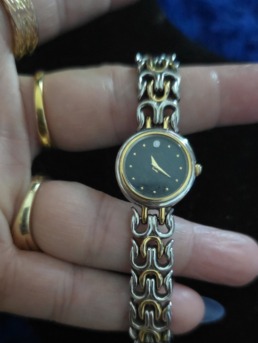 Two-Tone Women's Bracelet Watch - Black Dial